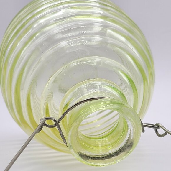 Vintage Yellow Glass Beehive Shaped Wasp Trap with Cork and Hanger 6.5" High - Picture 6 of 10